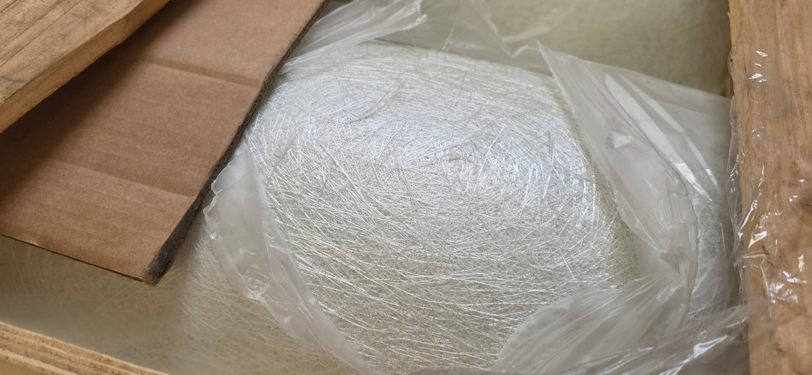 Close-up of chopped strand fiberglass mat texture