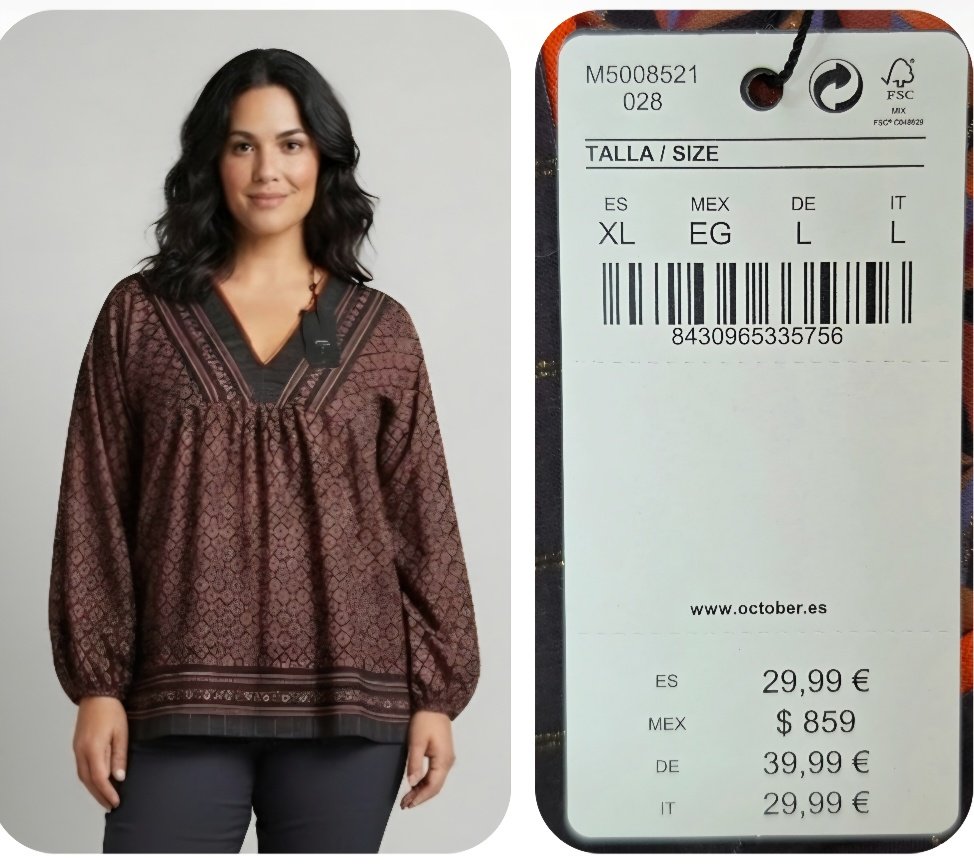 Printed Check Blouse Stock — Ref. 1013
